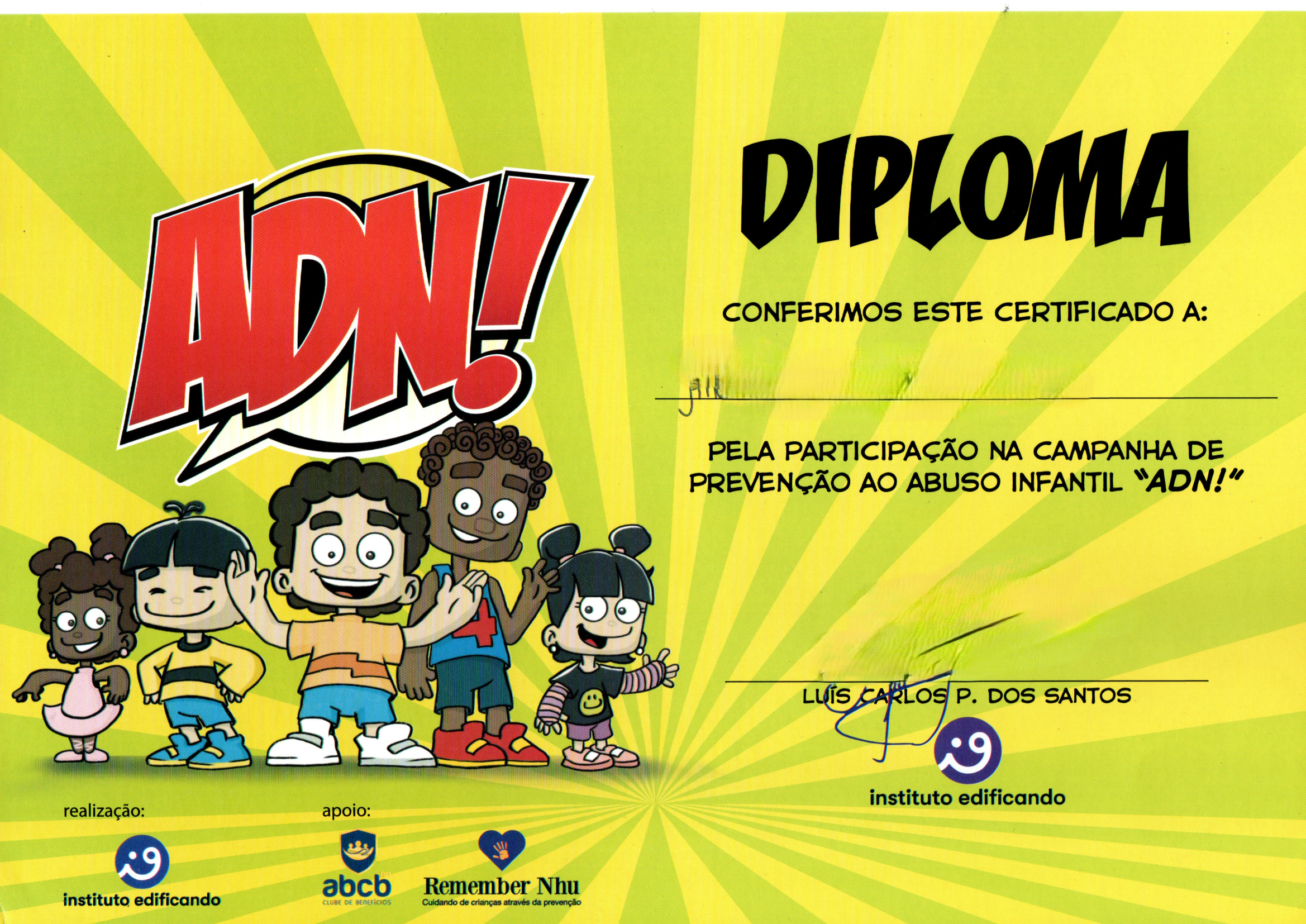 Diploma ADN! – Prevenção ao Abuso Infantil